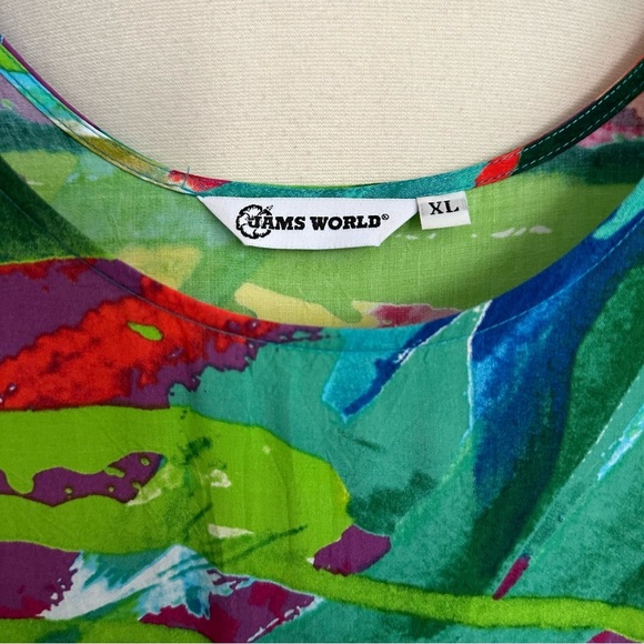 JAMS WORLD Fire Garden Print Hattie Dress Tiered Ruffle Hawaiian Artsy Size XL - Picture 11 of 14